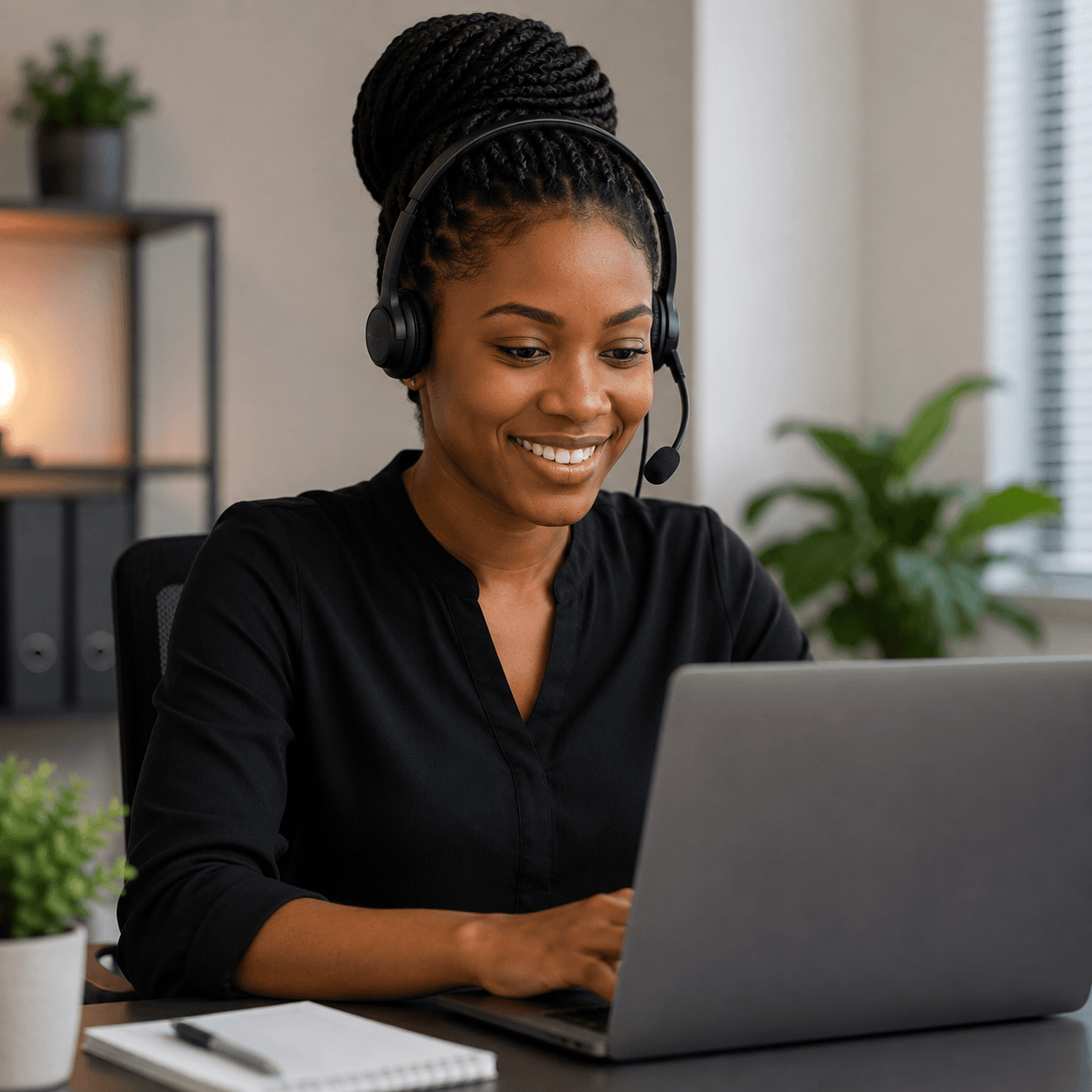 A Prinstar support agent at her desk, ready to help